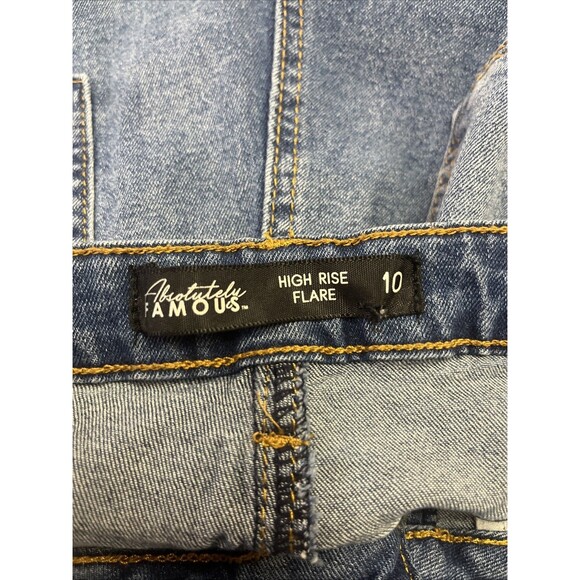 Almost Famous Jeans Women's Size 10 High Rise Flare Blue Denim Stretch 90s Boho - Picture 7 of 8